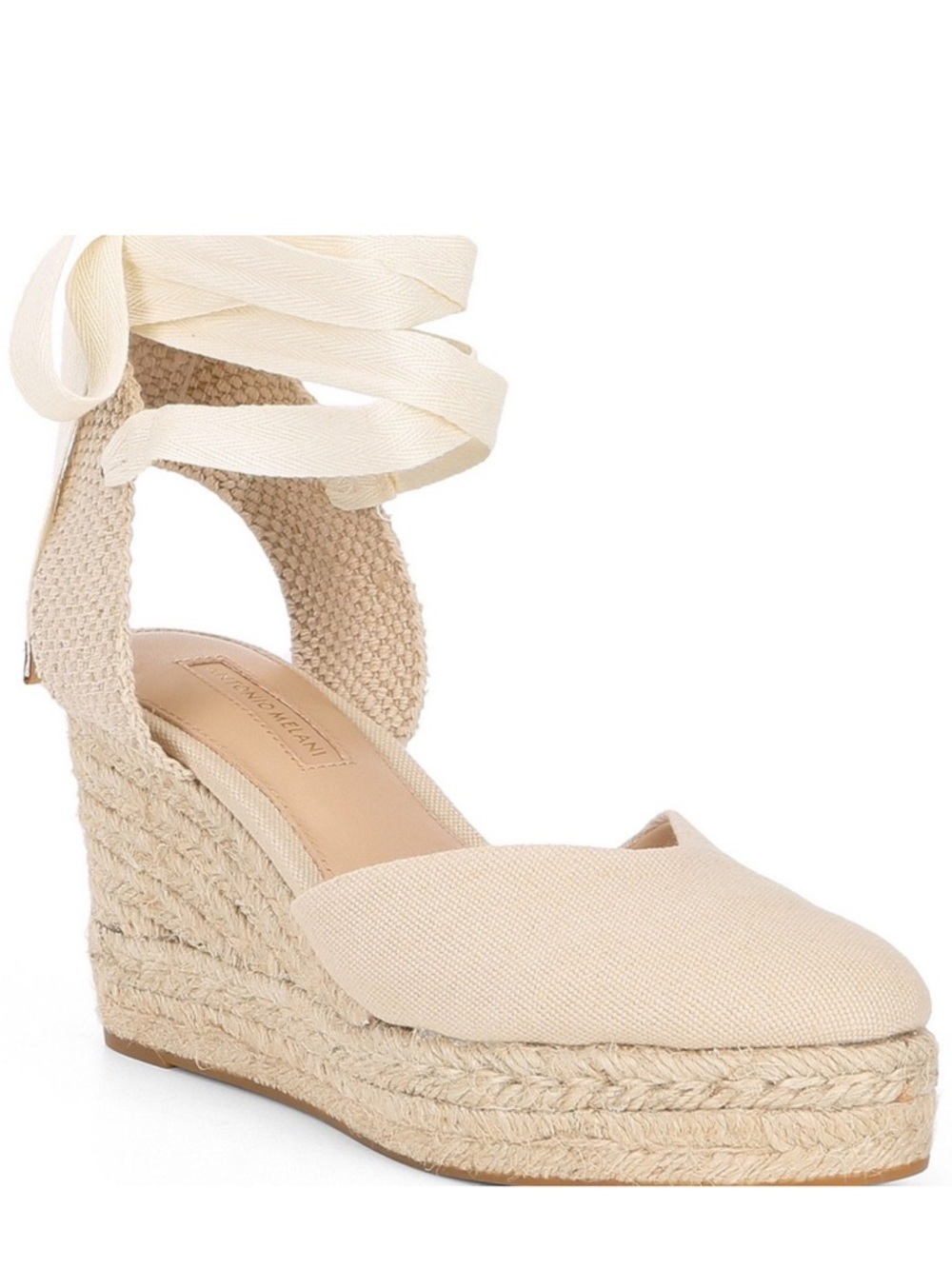 ANTONIO MELANI Cream Espadrille Ankle-Tie Wedge